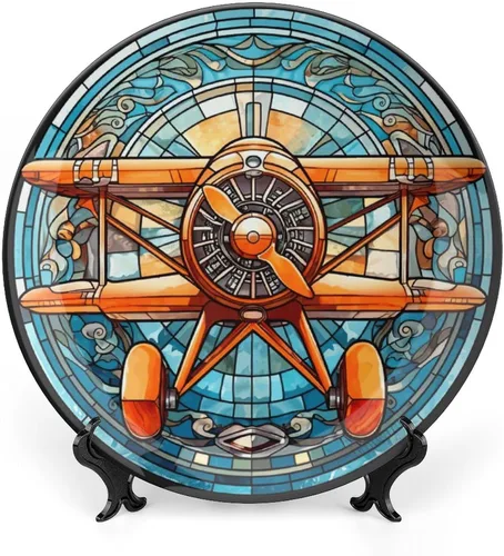 Vista 16 de Platos decorativos, pájaro azul y flores, vitrales, para el hogar, oficina, cocina, decoración de mesa, platos de porcelana de 6 pulgadas, regalos