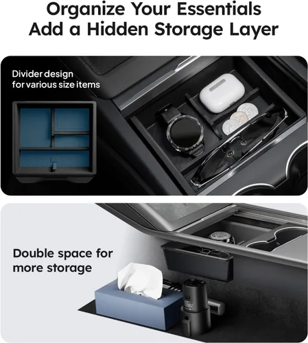 Vista 2 de Wigoo Para 2026 Tesla Model Y/3/YL Accesorios Organizador de consola 2PCS