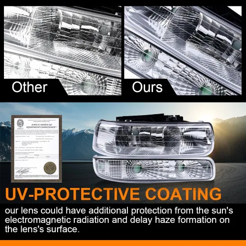 Vista 4 de G-PLUS Conjunto de Faros, Compatible con Chevy Silverado 1999-2002/ Suburban Tahoe 2000-2006 Faros Delanteros de Parachoques, Lente Transparente