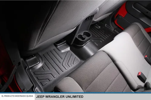 Vista 4 de SMARTLINER Juego de alfombrillas de piso de ajuste personalizado de 2 filas para Jeep Wrangler 2007-2010 Negro