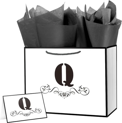 Vista 35 de ysmile Bolsa de regalo de letras con papel de envoltura para hombres, mujeres, niños y niñas, bolsa de papel grande de 16 pulgadas, color blanco
