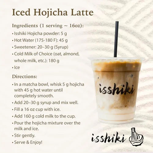Vista 8 de Isshiki Matcha Hojicha Powder – Té verde tostado bajo en cafeína de Uji, Japón – Sabor suave a nuez con tonos de cuerpo completo – Auténtico polvo
