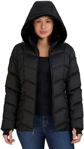 Vista 4 de Nautica Chaqueta acolchada de peso medio con capucha para mujer, capucha desmontable
