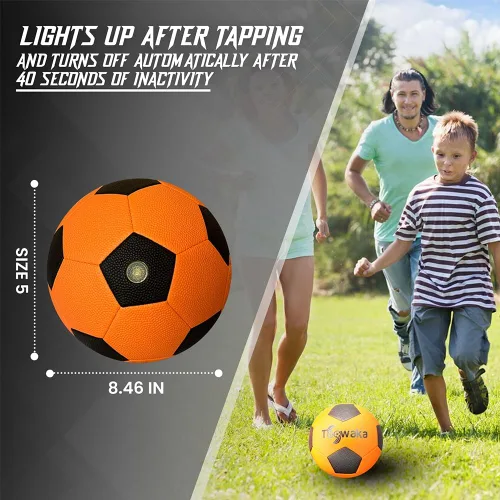 Vista 2 de Light up Soccer Ball,Glow in The Dark Soccerball with LED Lights Pre-Installed-Batteries Included