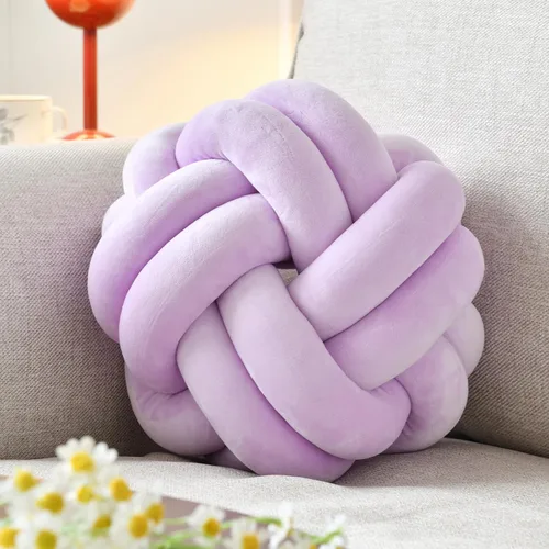 Vista 12 de Almohada de nudo de bola, cojín decorativo redondo para arrojar, almohada de felpa suave beige anudada de 8 pulgadas, cojín decorativo de nudo