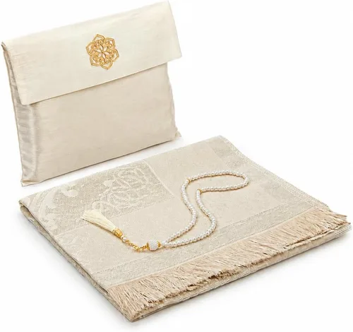 Vista 7 de ihvan online Alfombra de oración musulmana con 99 cuentas Tasbih y bolsa de viaje, tafetán suave sajadah, ligero y plegable, tapete de oración Negro