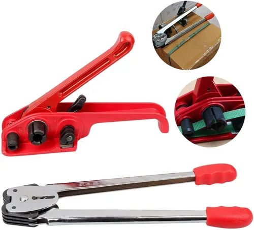 Vista 3 de Manual resistente 4 en 1 PET/PP Herramientas de flejado manual para correa de 1/2-3/4" Packing Machine Set Tensioner & Sealer 3200" Packing Belt