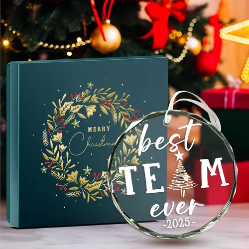 Vista 2 de Adorno del mejor equipo del mundo: regalos únicos de Navidad y agradecimiento para empleados, adornos geniales del equipo, regalos de agradecimiento