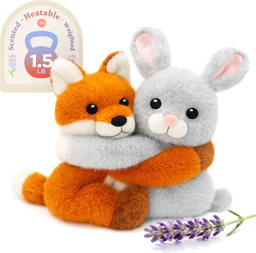 Vista 9 de IKASA Dúo de animales de peluche de vaca y caballo para microondas, calentable y refrigerable de 1.5 libras con aroma a lavanda con peso, 2 piezas