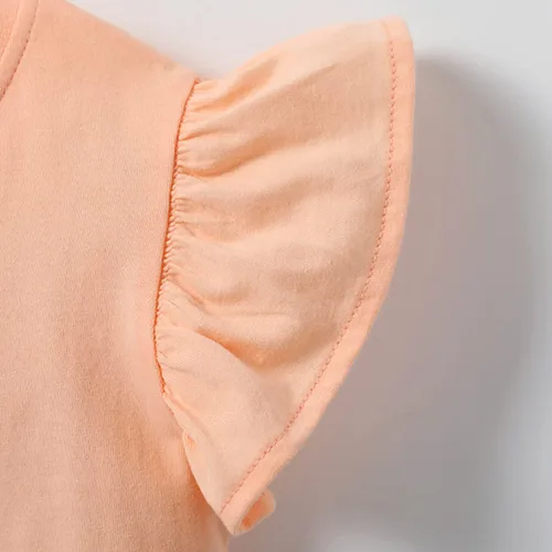Vista 5 de Camiseta casual de algodón con mangas con volantes para niñas pequeñas, de 2 a 7 años