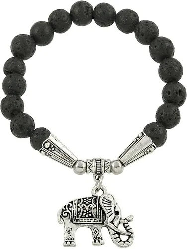 Vista 9 de Falari brazalete de piedras naturales de amuleto de elefante
