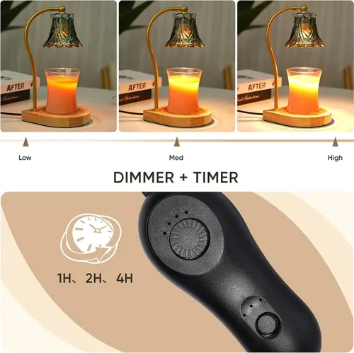 Vista 4 de Lámpara calentadora de velas con temporizador, calentador eléctrico de cera de fragancia regulable, elegante decoración del hogar, calentador