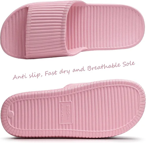 Vista 4 de Happy Lily Shower Shoes, Women & Mens Shower Slippers, Slides Sandals Pool Slides House Slippers Non-Slip Indoor Bathroom Shoes Beach Sandals