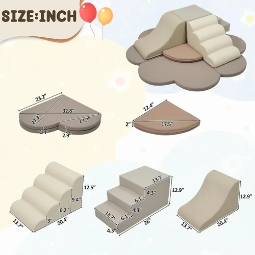Vista 6 de Merax - Juguetes de escalada de interior para niños pequeños, 6 piezas de bloques de escalada de espuma suave Set de juego suave Climb & Slide