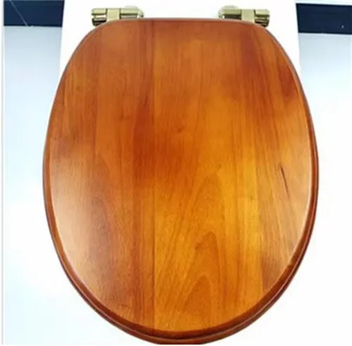 Vista 3 de Solid Wood Toilet Cover Thick Pass Old Sit New Bamboos Seat Plate white-Patch five-pointed star4