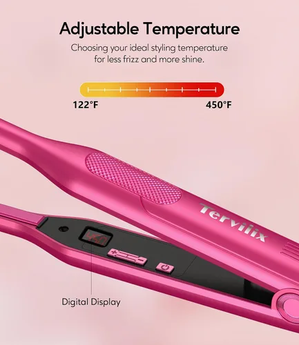 Vista 2 de Terviiix Plancha plana tipo lápiz (rosa intenso) y mini plancha plana (rosa intenso)