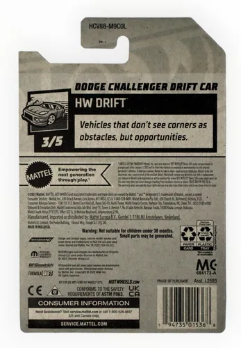 Vista 2 de Hot Wheels 2022 - Dodge Challenger Drift Car - HW Drift 3/5 [Blanco] 207/250