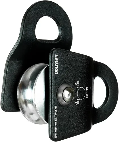 Vista 5 de Fusion Climb Ekat Micro Polea de oscilación lateral de aluminio, tirolesa para patio trasero, carretilla