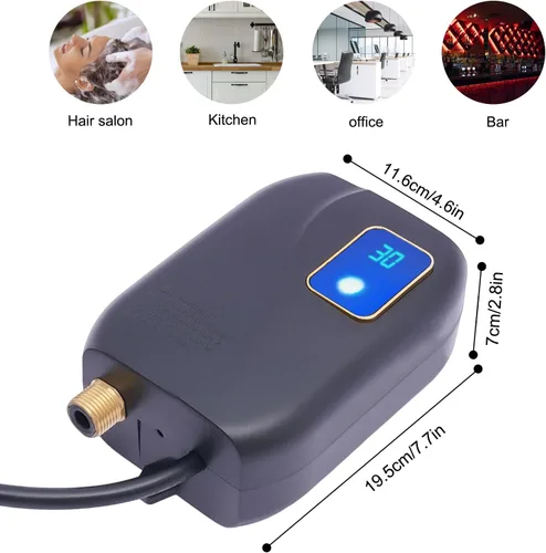 Vista 6 de Calentador de agua eléctrico pequeño sin tanque, calentador de agua instantáneo de 110 V, 3000 W, bajo demanda, para cocina debajo del fregadero