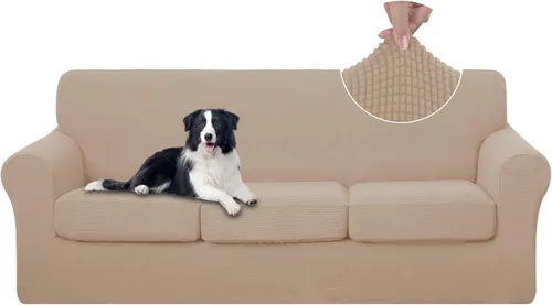 Vista 44 de U-NICE HOME Funda elástica para sofá de 3 piezas, funda de sofá lavable con cojín de asiento individual para sofá de 2 cojines, apta para mascotas