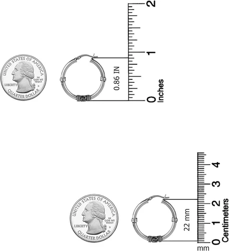 Vista 2 de LeCalla Pendientes de aro de plata de ley oxidados de dos tonos ligeros de peso bali para mujer, Plata de ley