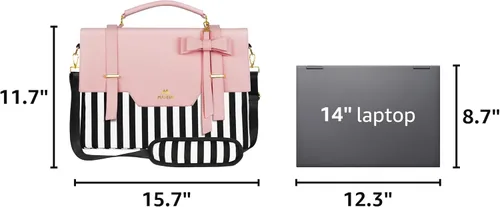 Vista 3 de MATEIN Bolsa para laptop para mujeres, maletín delgado de 15.6 pulgadas para computadora, funda, bolsa ligera linda y femenina de mensajero
