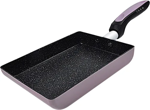 Vista 8 de Tamagoyaki - Sartén para tortilla japonesa, revestimiento antiadherente, mini sartén rectangular, color gris