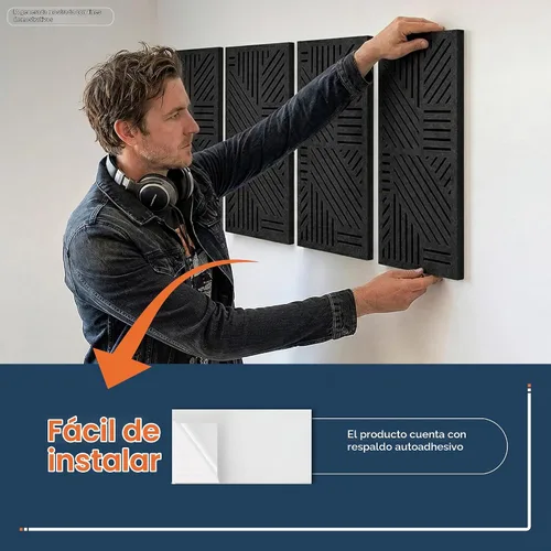 Vista 7 de BUBOS Paquete de 4 paneles acústicos engrosados, 23.6'' x 11.8'' paneles de pared acústicos autoadhesivos absorbentes de sonido con cavidad