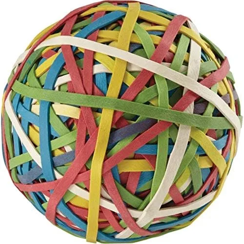 Vista 4 de ACCO 72155, pelota de bandas elásticas de varios colores (275 bandas por pelota). Caja con 1 pelota, Variados