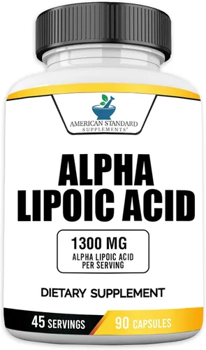 Vista 6 de American Standard Supplements Ácido alfa lipoico 1300 mg por porción, vegano, sin gluten, sin OMG, 60 cápsulas, 30 porciones