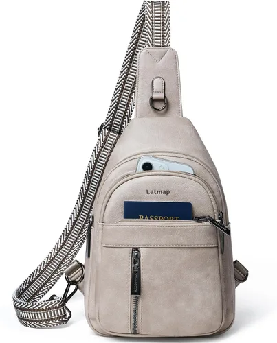 Vista 10 de LATMAP 7L Bolsa de Cintura para Hombres y Mujeres Mochila de Cadera Riñonera Bandolera Bolso de Hombro Cinturón de Viaje Bolso de Mano de PU Cuero
