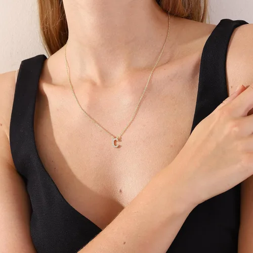 Vista 6 de Initial Necklaces for Women, 14K Gold Plated Letter Necklace Dainty Gold Choker Necklaces for Women Trendy Name Necklace Personalized Gold Jewelry