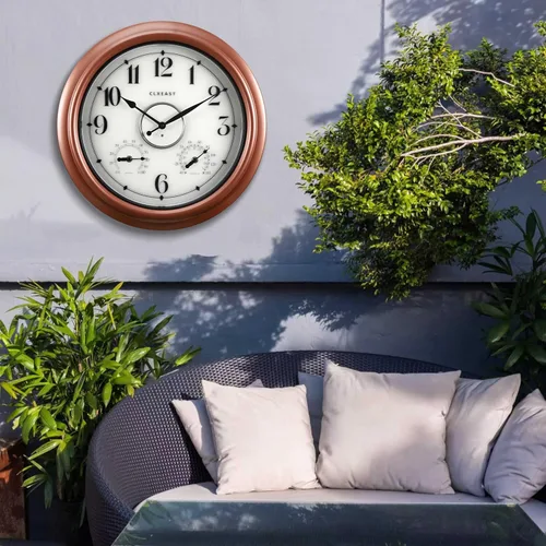 Vista 6 de CLXEAST Relojes iluminados de 18 pulgadas para interior y exterior con sensor inteligente, reloj de pared moderno estilo granja con temperatura