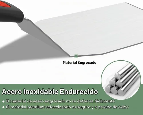 Vista 3 de Conjunto de Espátulas de Acero Inoxidable Beijiyi, Espátula Metálica Pequeña y Resistente para Cocinar Sartén de Hierro Fundido con Mango