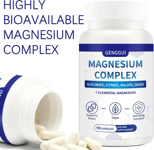 Vista 8 de Complejo de magnesio 1000 mg - Suplemento 7 en 1 con glicinato, citrato y malato - Apoya la relajación muscular, el sueño, la salud del corazón