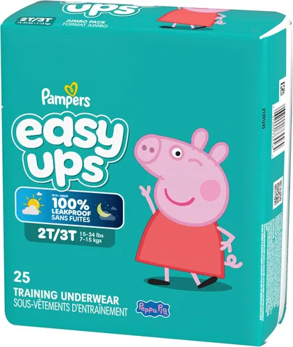Vista 16 de Easy Ups - Pantalones de entrenamiento para niñas y niños, talla 4 (2T3T), 25 unidades, ropa interior absorbente de Peppa Pig, hasta un 100% a