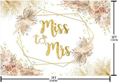 Vista 5 de SENDY Telón de fondo de 7 x 5 pies de Miss to Mrs Boho Chic Floral despedida de soltera Fotografía de fondo de boda, aniversario de boda, decoración