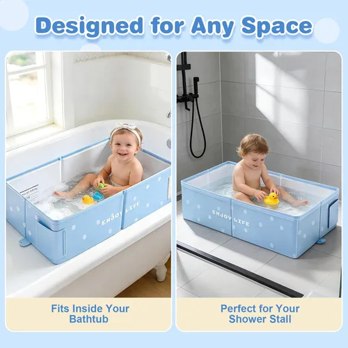 Vista 5 de Bañera para niños pequeños para ducha, bañera plegable para bebé, bañera portátil para niños y bañera plegable para niños pequeños de 1 a 8 años