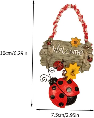 Vista 9 de Seven Star Ladybug - Letrero colgante de resina para puerta con cuerda, placa decorativa de bienvenida para puerta delantera, interior, hogar