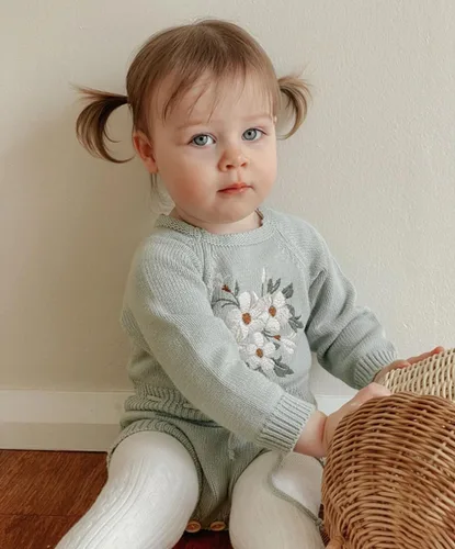 Vista 5 de ZAXARRA Suéter de bebé niña mameluco suéter de punto bordado flor sudadera mameluco ropa de otoño infantil
