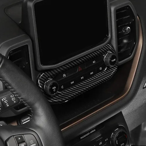 Vista 7 de Linskip Moldura de unidad de audio compatible con Ford Bronco Sport 2021 2022 2023 2024, cubierta del panel de control de volumen de la consola