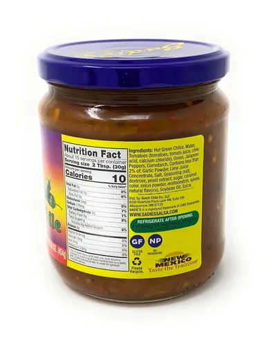 Vista 2 de Sadie's of New Mexico Salsa caliente de chile verde asada 16oz QTY 3