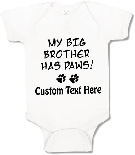 Vista 7 de Baby Bodysuit My Big Brother Has Paws Dog Lover Pet Boy & Girl Baby Clothes Solo un diseño blanco