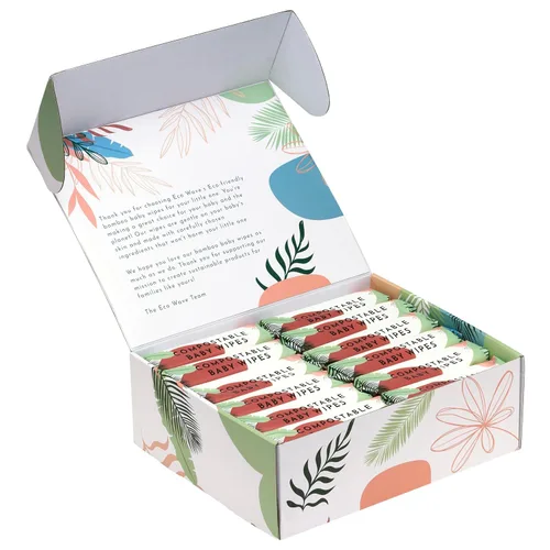 Vista 8 de Eco Wave Toallitas para bebé, 100% compostables ecológicas de bambú, sin olor, hipoalergénicas, veganas, sin alcohol, adecuadas para piel sensible