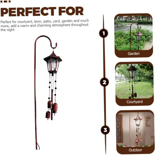 Vista 8 de Uonlytech Solar viento carillón luz jardín estaca luces solares lámpara decorativa al aire libre
