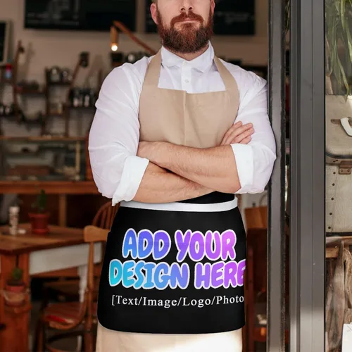 Vista 121 de AXKEUDO Delantal personalizado con bolsillos, delantales de cintura para camarera para cocinar en casa, restaurante, servir trabajo