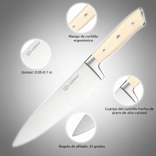 Vista 3 de Juego de 16 piezas de cuchillos de acero inoxidable alemán con bloque, mango ergonómico ABS, cuchillos de chef, afilador y tijeras para picar