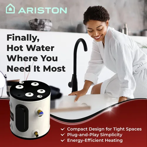 Vista 5 de Calentador de agua eléctrico Ariston de 6 galones, 120 V, tanque de punto de uso compacto para RV, cámper, espacios pequeños, solución