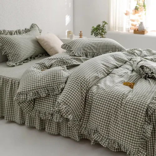 Vista 19 de mixinni Juego de funda de edredón vintage a rayas, tamaño twin, juego de ropa de cama de 3 piezas, 100% algodón lavado, suave y transpirable, funda