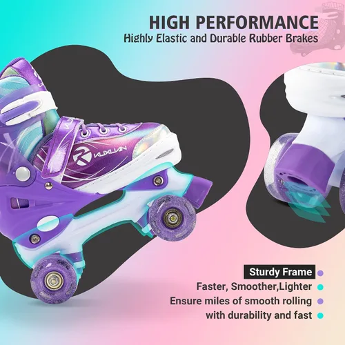 Vista 5 de Roller Skates for Kids Girls, 4 Size Adjustable Women Roller Skates with Light Up Wheels for Children Sports & Indoor Outdoor